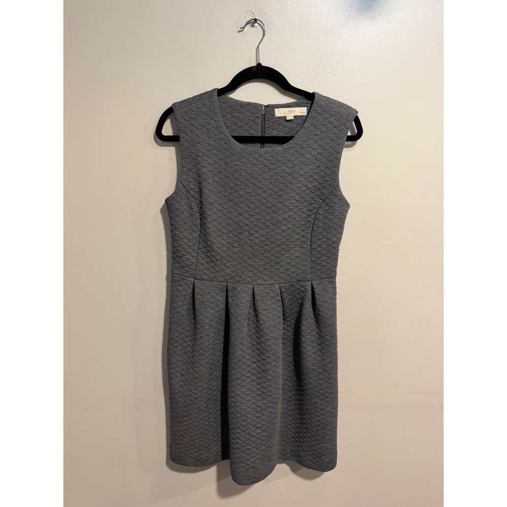 Ann Taylor Loft Petites Gray Quilted Sleeveless Fit & Flare Dress 8P